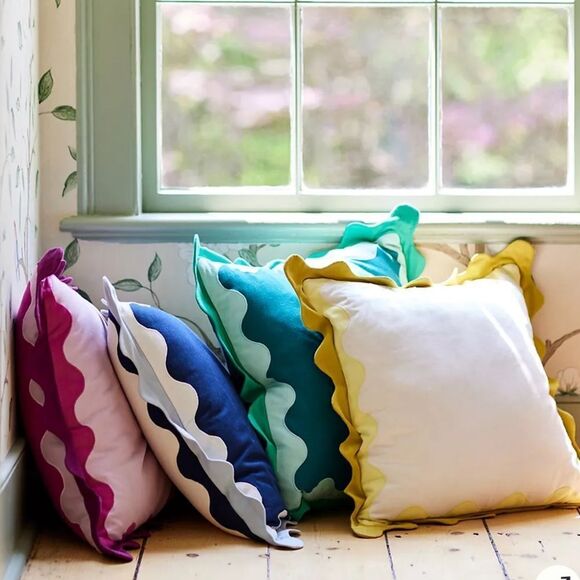 Maeve by Anthropologie Green and Turquoise Scallop Pillow 20x20 - Picture 5 of 6